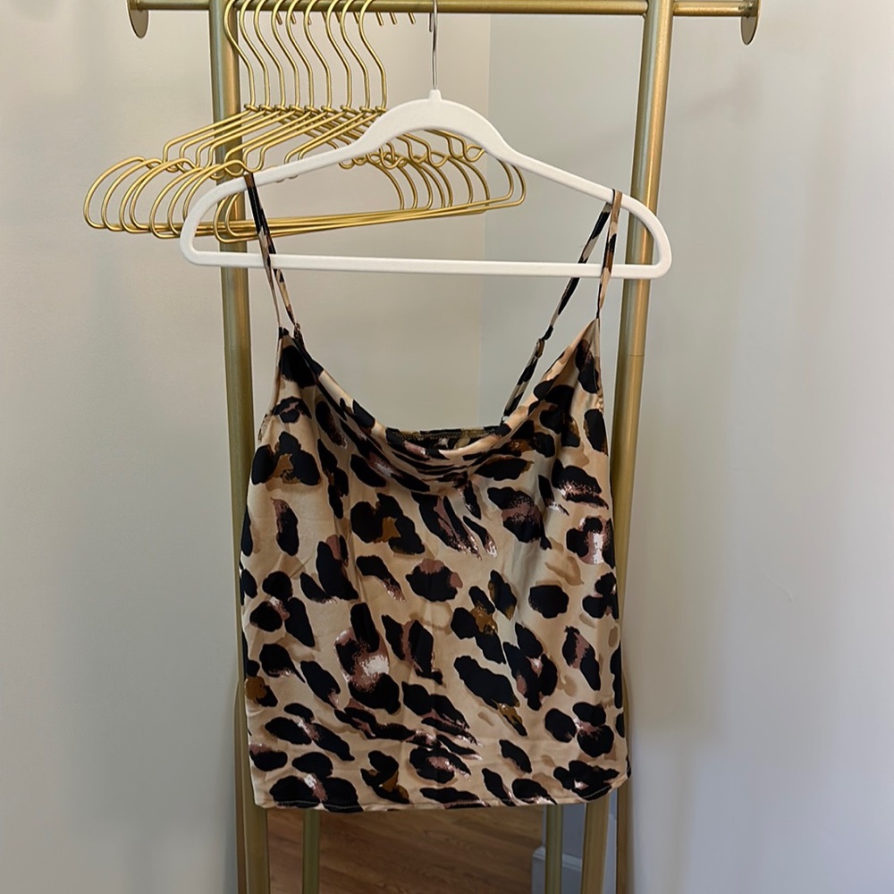 Cowl neck cheetah tank